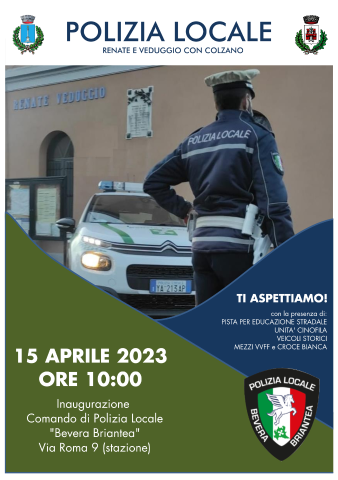 Nuovo comando di Polizia locale: inaugurazione sabato 15 Aprile